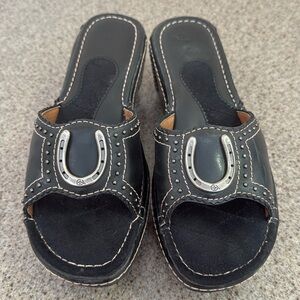 Ariat Platform Wedge Sandals Leather Horseshoe